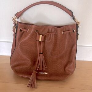 Poppies and peonies brown handbag